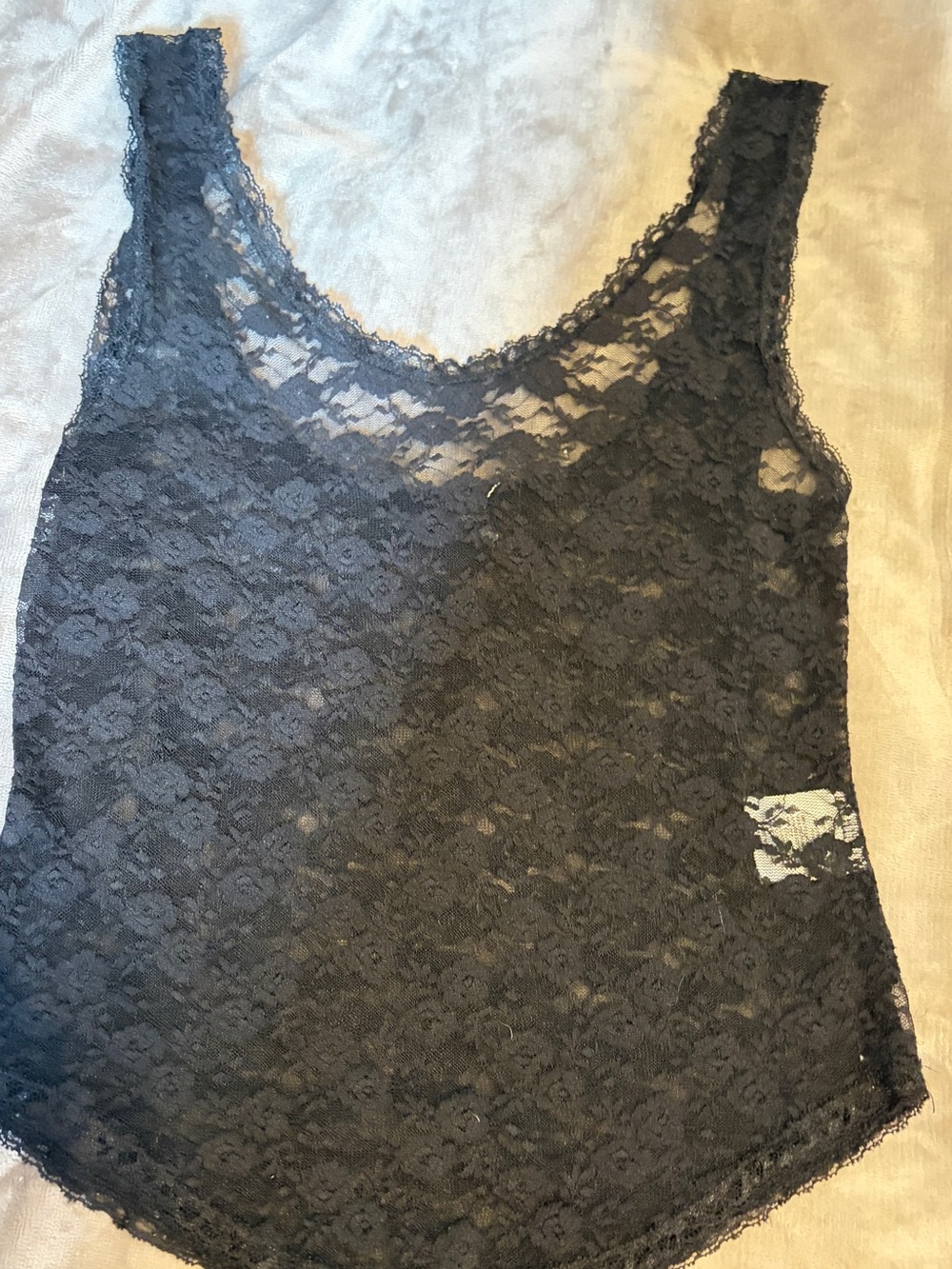 Brandy Melville & John Galt Black Sheer Floral Lace Scoop Tank OS